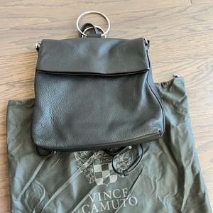 Vince Camuto black leather backpack